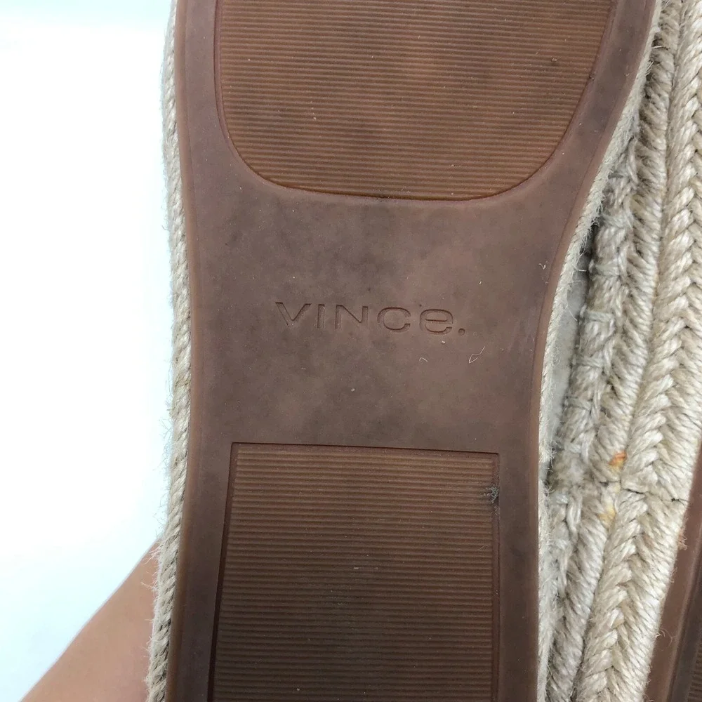 Vince Upton Espadrilles Platform Flats Womens 5 Cappuccino Beige Suede Leather